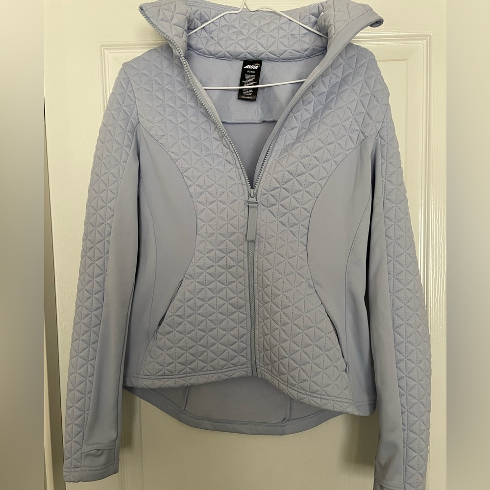 Light Blue Quilted Zip-Up Jacket. Worn twice. , in great condition